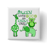 Green Living Message Gear Pinback Button