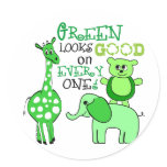 Green Living Message Gear Round Sticker