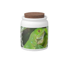 Green Lizard Candy Jar