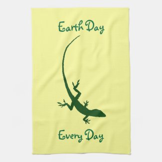 Green Lizard Earth Day Kitchen Towel kitchentowel