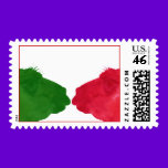 Green llama red llama happy holidays postage stamp stamps