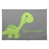 Green Longneck Dinosaur Placemat with Custom Name placemats