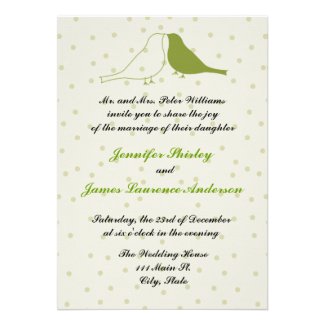 Green Love Bird Wedding Invitation