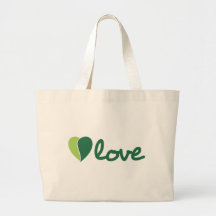 Green Love Canvas Bags
