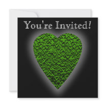 Green Love Heart! Playing Card Pattern! invitations