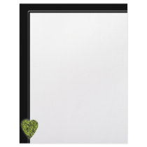 Green Love Heart! Playing Card Pattern! letterhead