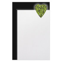 Green Love Heart! Playing Card Pattern! stationery by PsyborgAli Green Love Heart! Playing Card Pattern! stationery