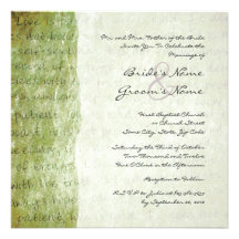 Green Love is Patient Vintage Wedding Invitation