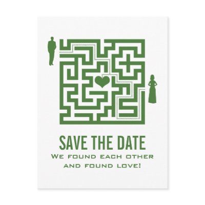 Green Love Maze Save the Date Postcard