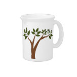 Green Love Owl In Tree Beverage Pitcher