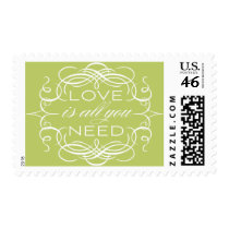 Green Love Postage Calligraphy