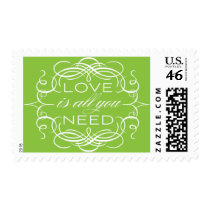 Green Love Postage Calligraphy