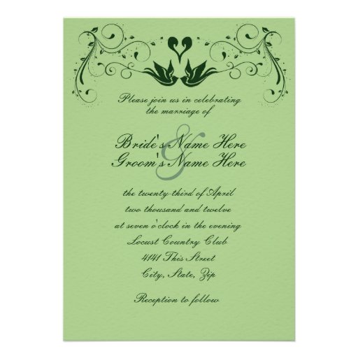 Green Lovebirds Wedding Invitation