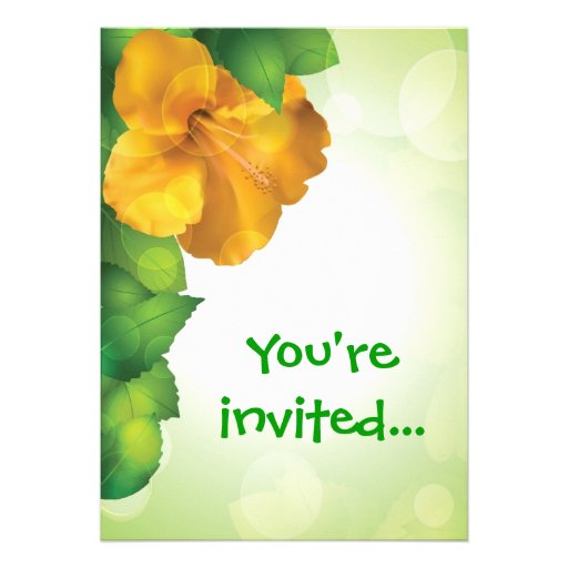 Green Luau Hibiscus Hawaii Invitations