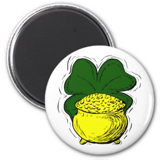 Green lucky clover pot of gold graphic.png refrigerator magnet
