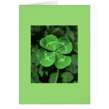 Green LUCKY FOUR-LEAF CLOVER Blank Note Card