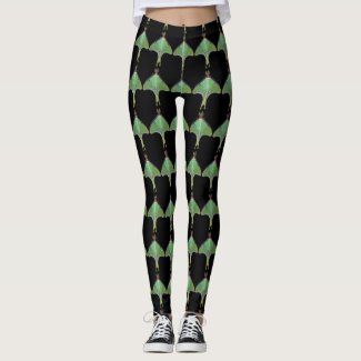 Green Luna Moth Abstract Pattern Leggings