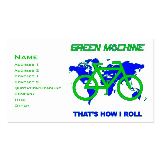 Green Machine Business Card Template (front side)