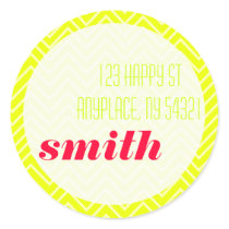Green Magenta ZigZag Sticker Address Label