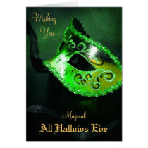 Green Magical Masquerade Halloween Card