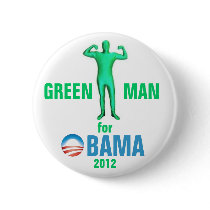 Green Man for Obama 2012 Pin