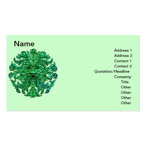 Green Man Gaze Business Cards (front side)
