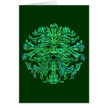 Green Man Gaze Greeting Cards