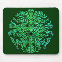 Green Man Gaze Mouse Mats