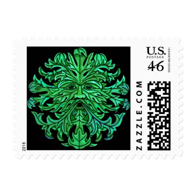 Green Man Gaze Stamps by Jaenne