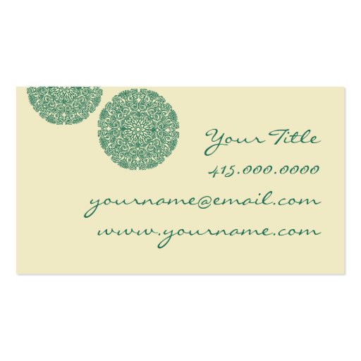 Green Mandala Business Card (back side)