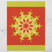 Green mandala on orange flyers