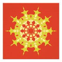 Green mandala on orange invitations