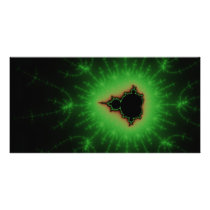 Green Mandelbrot Explosion Personalized Photo Card