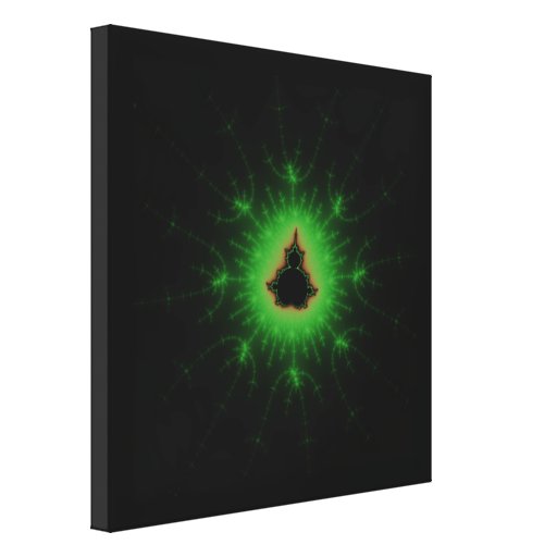 Green Mandelbrot Explosion Stretched Canvas Print