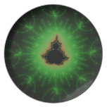 Green Mandelbrot Set Dinner Plates