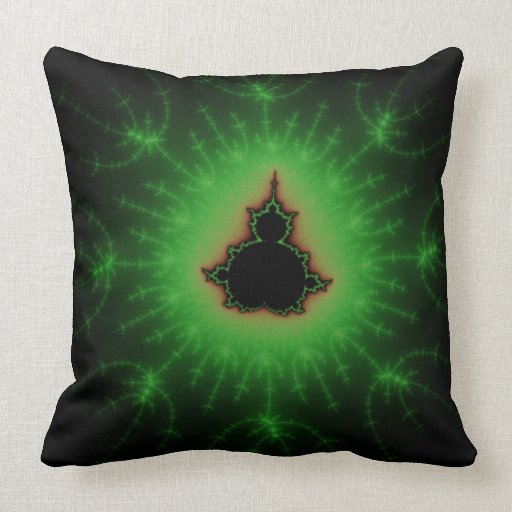Green Mandelbrot Set Throw Pillows