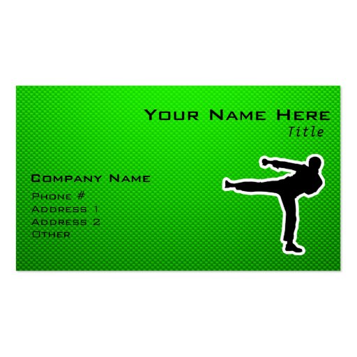 Green Martial Arts Business Cards (front side)