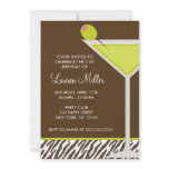 Green Martini and Zebra Pattern Custom Announcements
