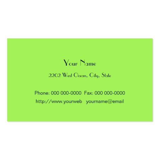 Green Martini Cocktail Business Card (back side)