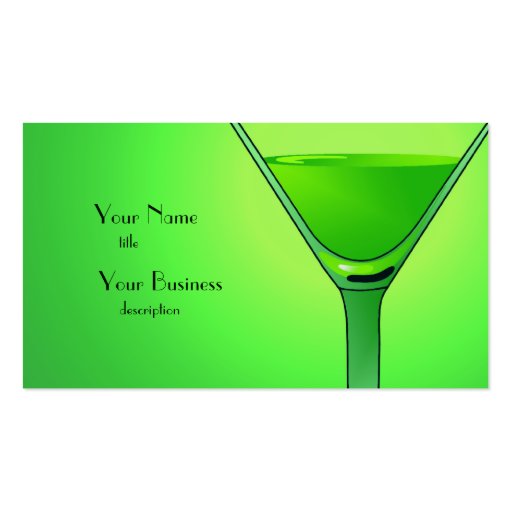 Green Martini Cocktail Business Card (front side)