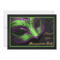 Green Mask Masquerade Ball Halloween Invitation