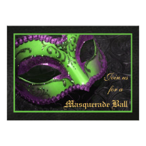 Green Mask Masquerade Ball Halloween Invitation