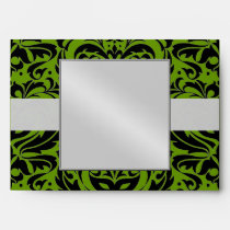 Green Masquerade Black Damask Halloween Envelope