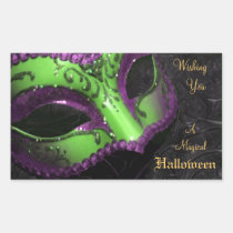 Green Masquerade Mask Halloween Party Stickers