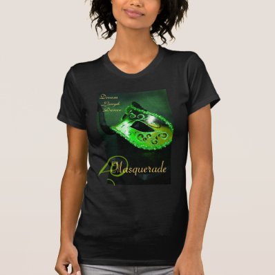 Green Masquerade Mask Ladies Halloween T-Shirt