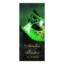 Green Masquerade  Wedding Program Invitation