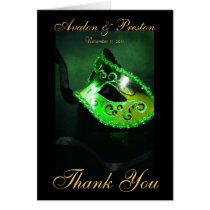 Green Masqurade Mask Thank You Note Card