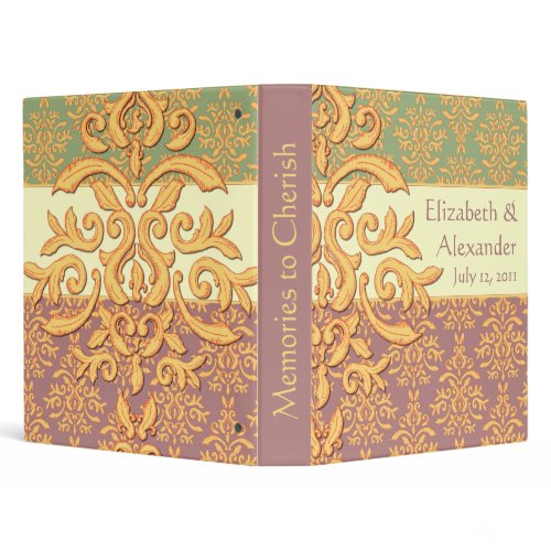 Gilded Damask Elegant Binder Mauve Taupe and Green