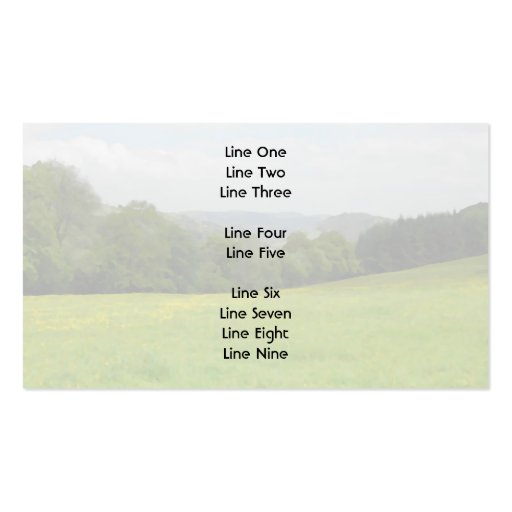 Green meadow. Countryside scenery. Business Cards (front side)