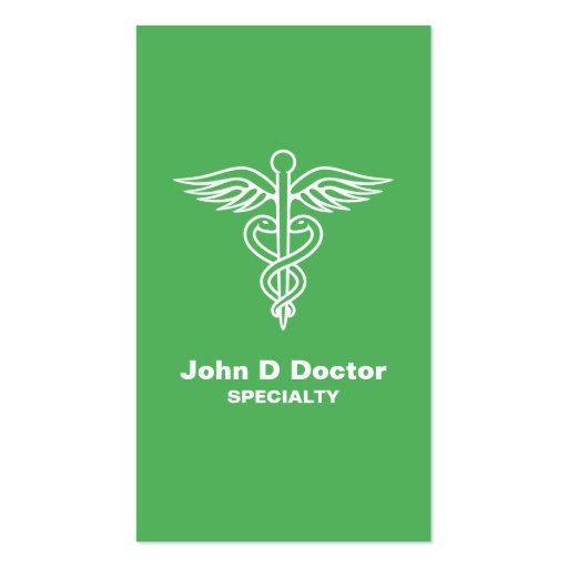 Green medical doctor or healthcare business card (front side)